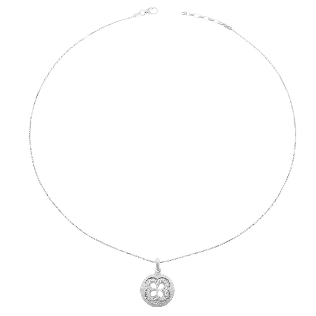 Silberne Halskette mit Kleeblatt-Anhänger