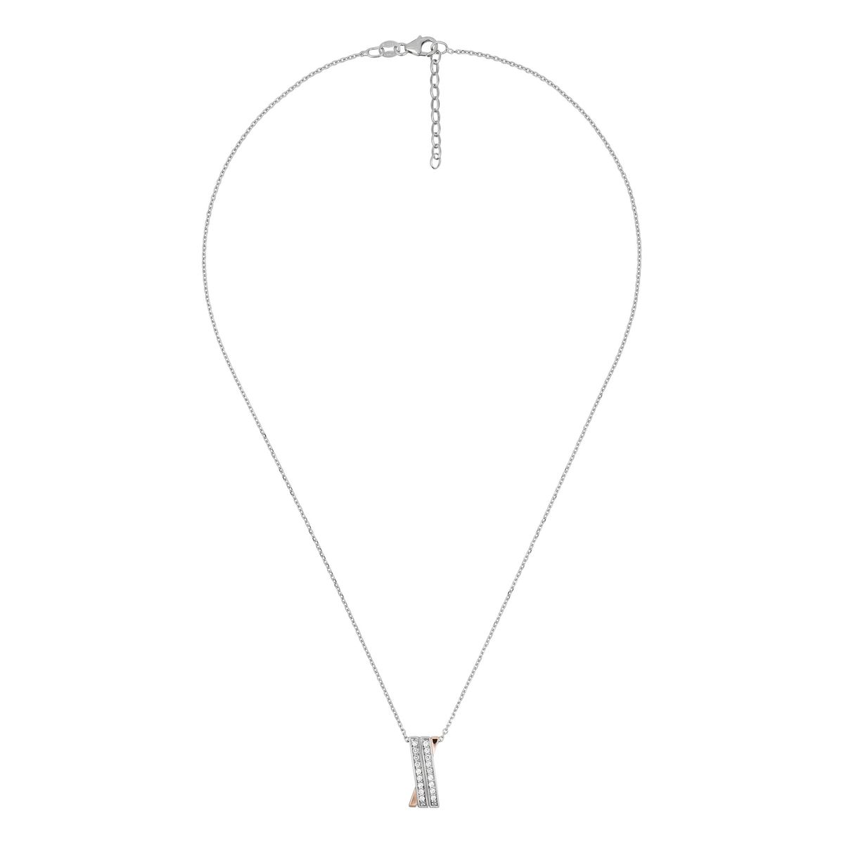 Orphelia Damen-Kette aus 925er Sterlingsilber mit Anhänger, Silber/Rosé, ZH-4833