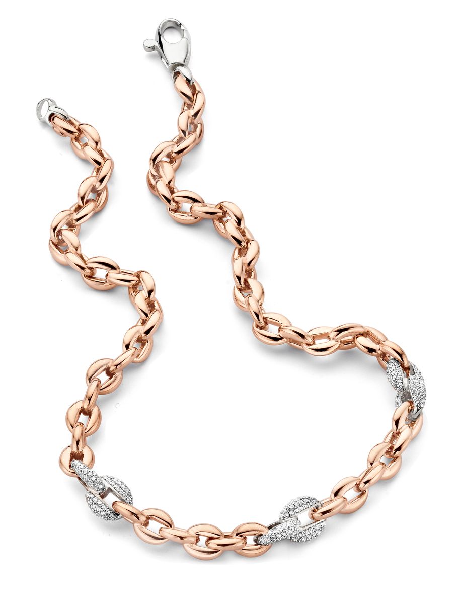 Funkelnde Gliederkette mit Pavé-Besatz