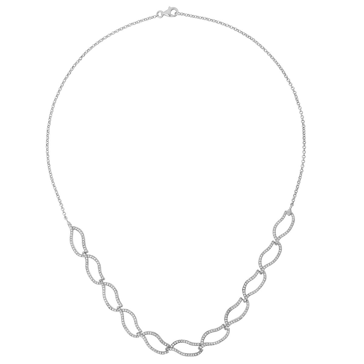 Elegante Silberhalskette mit Pavé-Gliedern