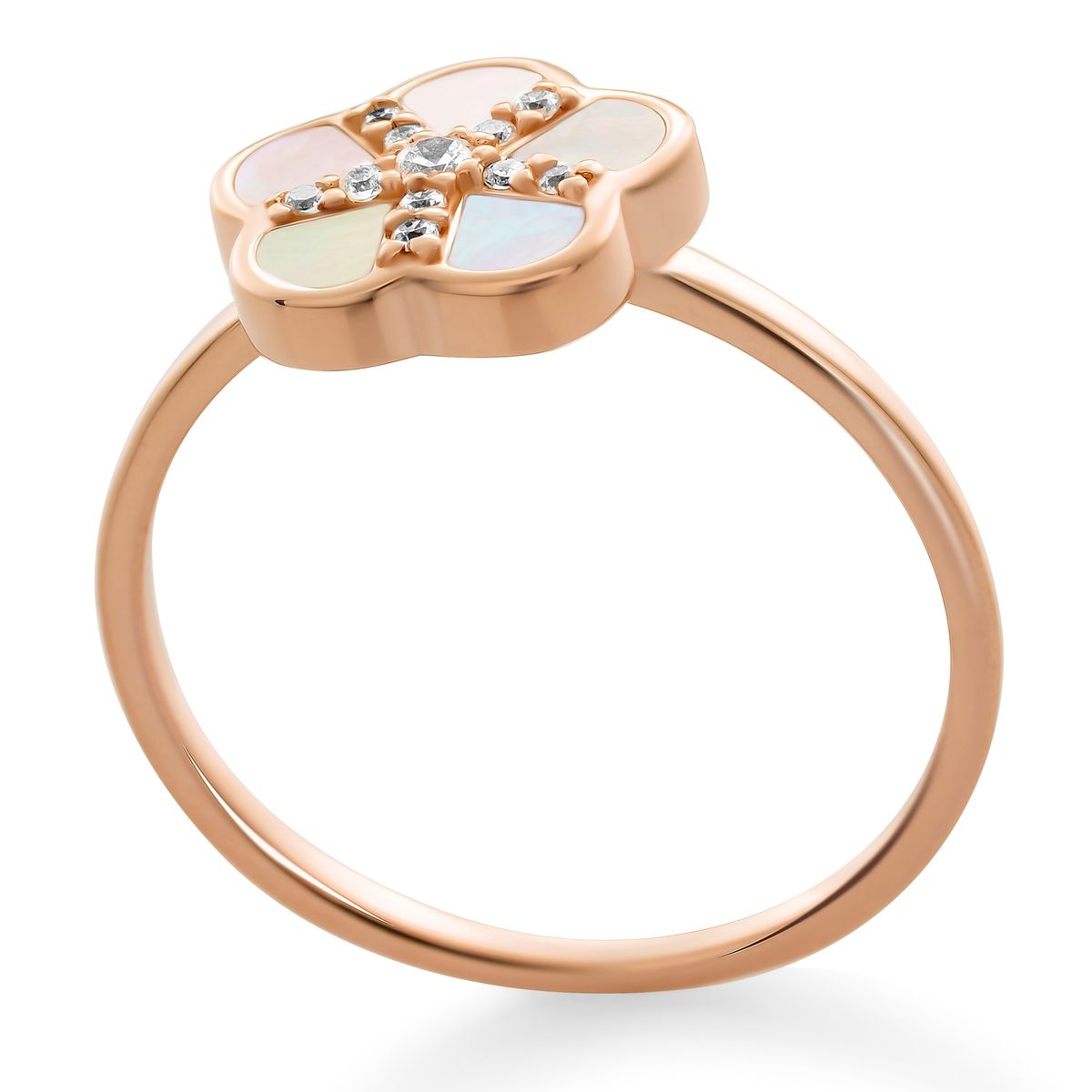 Perlmutt-Ring mit Gänseblümchen-Motiv