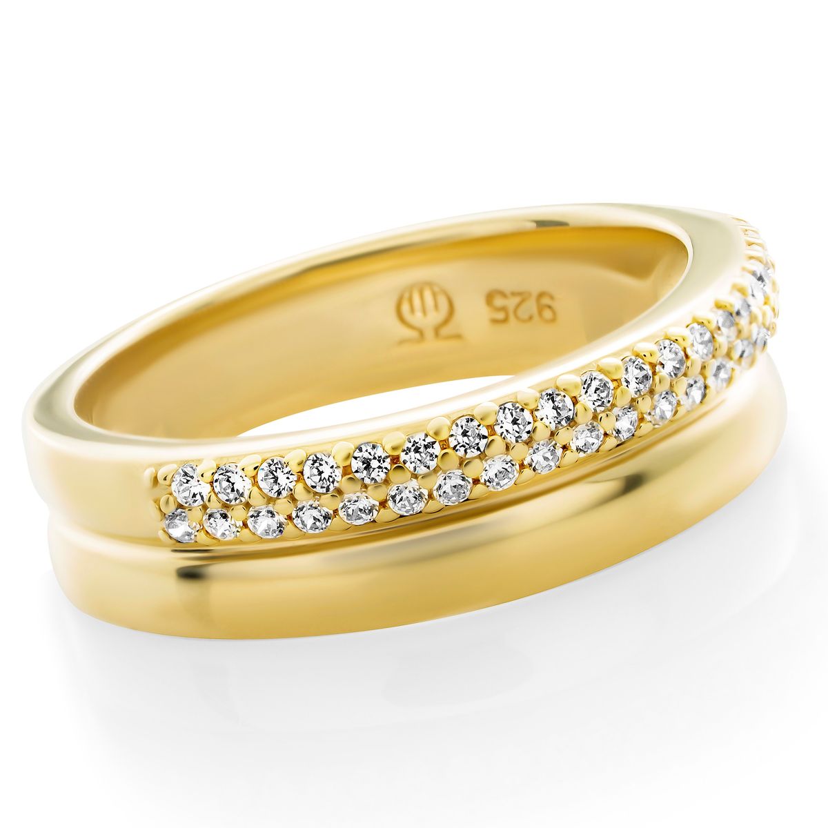 Doppelreihiger Ring mit Zirkonia