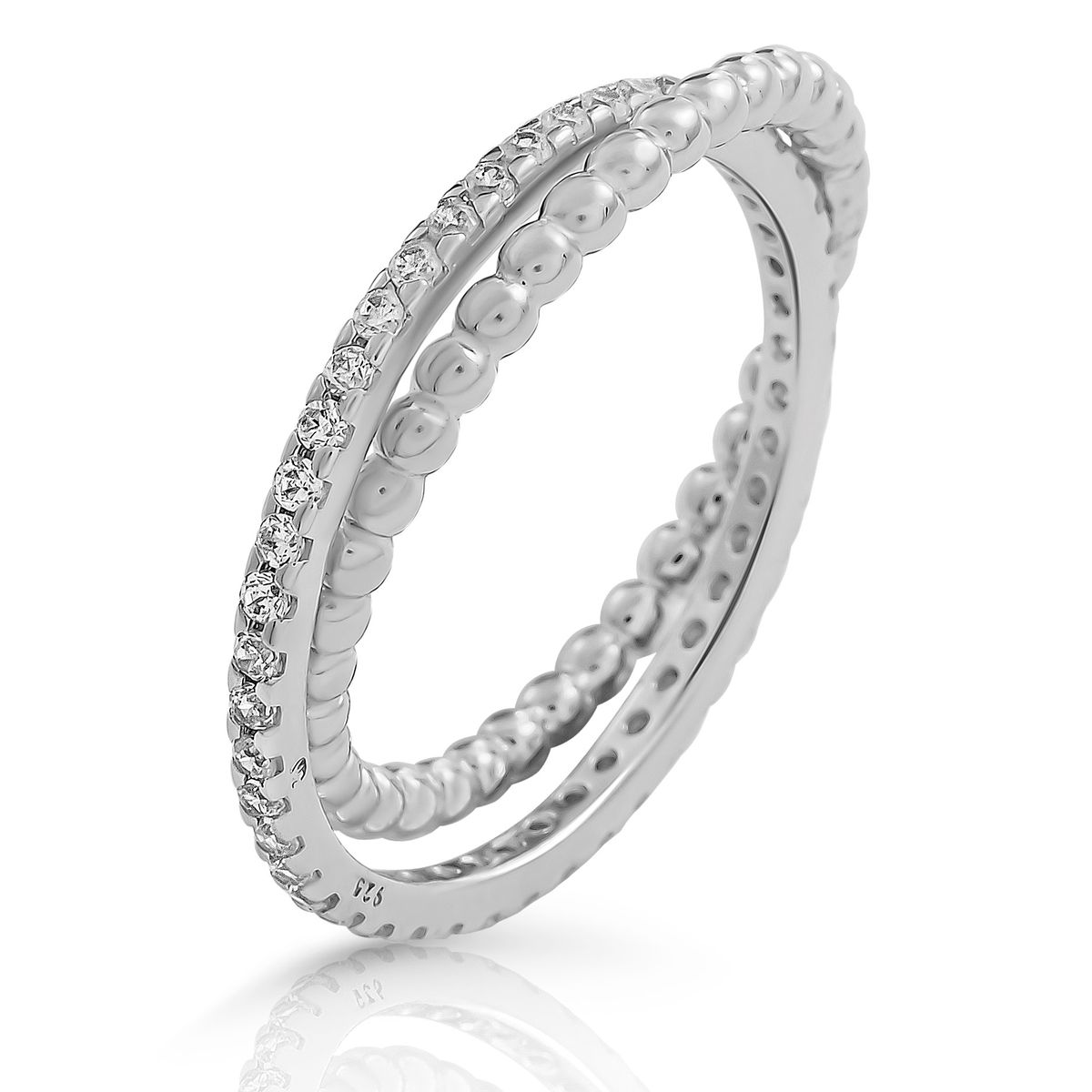 Eleganter zweireihiger Ring mit Perldetails