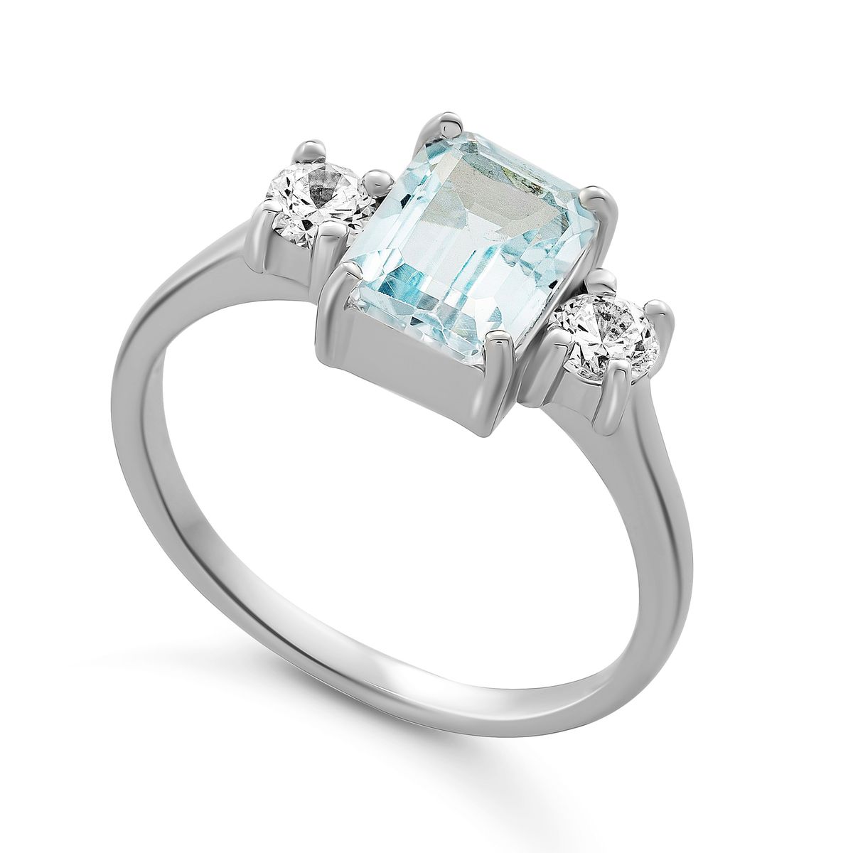 'Fira' Drei-Stein-Ring im Smaragdschliff