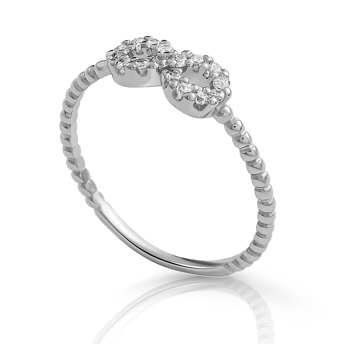 Unendlichkeit-Pavé-Ring mit Perlenband