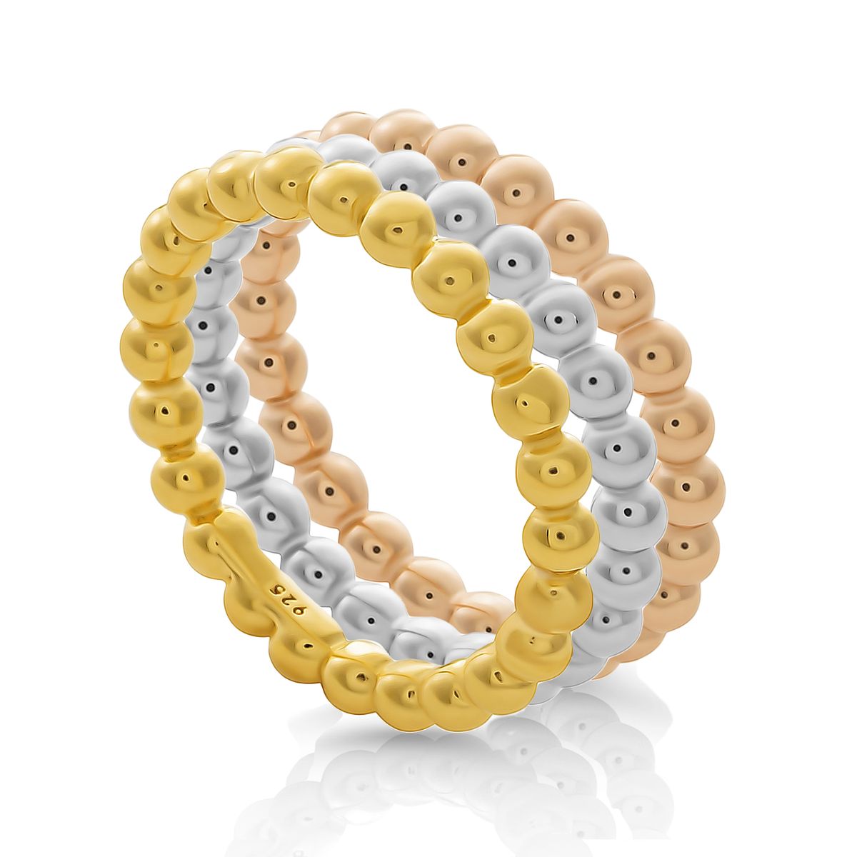 Orphelia 'Unity' Damen-Set aus 925er Sterlingsilber: 3 Ringe - Gold/Silber/Rosé SET-7541