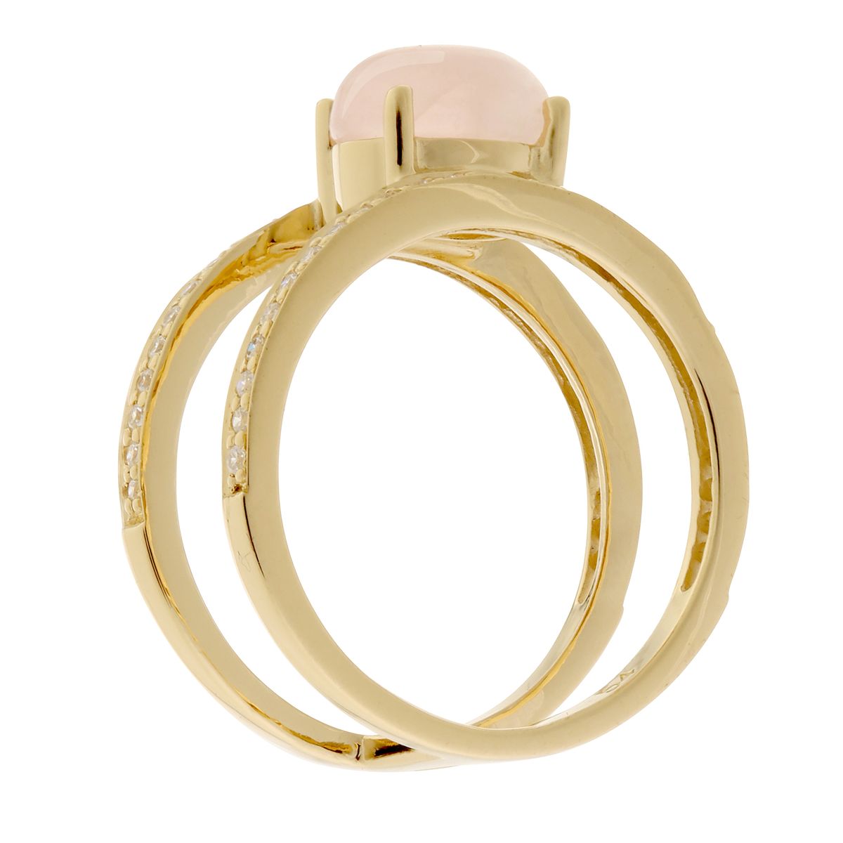 Eleganter Rosenquarz-Ring mit Doppelband