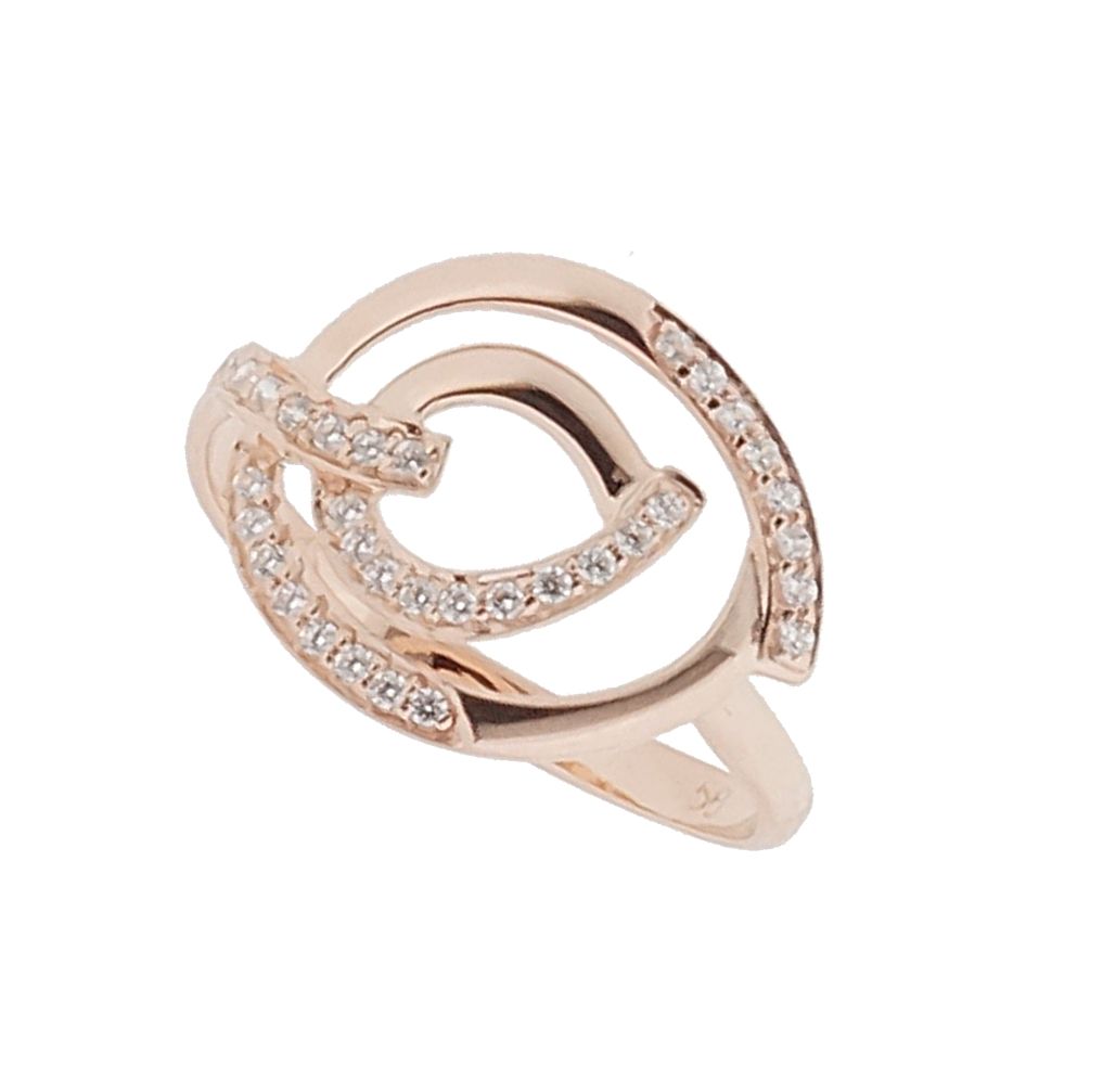Abstrakt geschwungener Ring mit Zirkonia