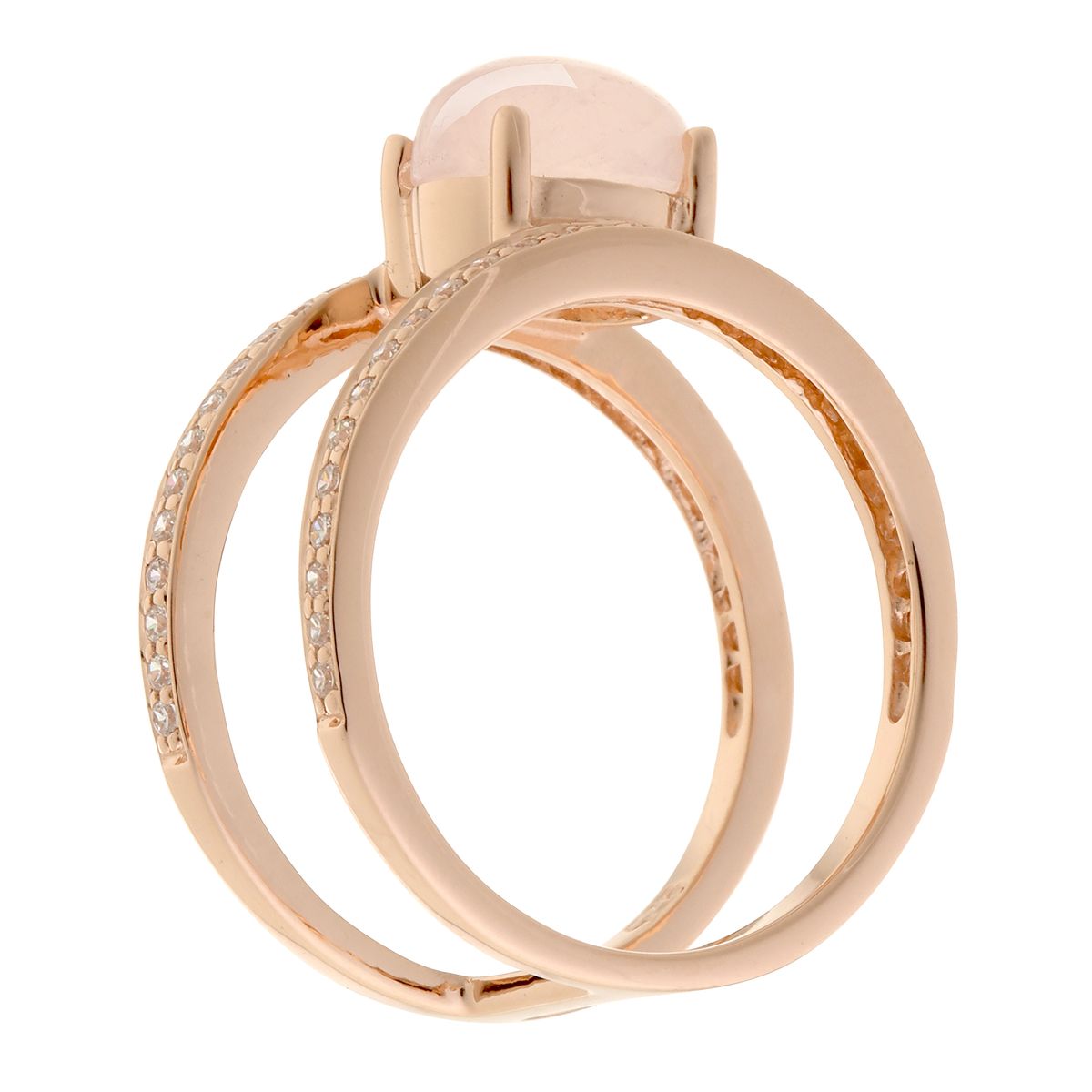 Eleganter Doppelband-Ring mit Rosenquarz