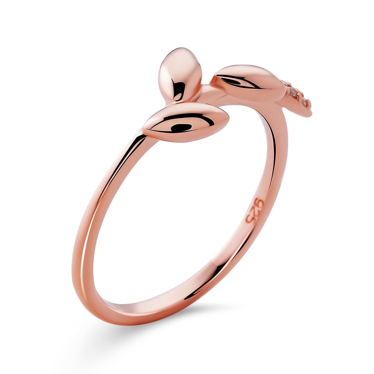 Eleganter Bypass-Ring mit Blattmotiv