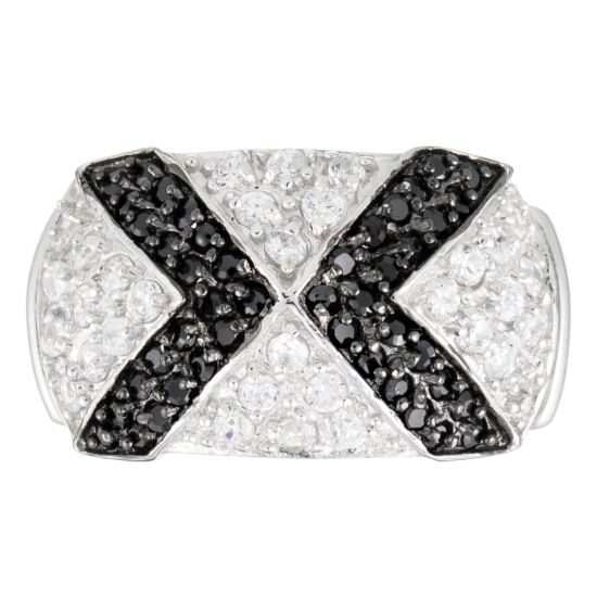 Geometrischer Pavé-Ring mit Kontraststeinen