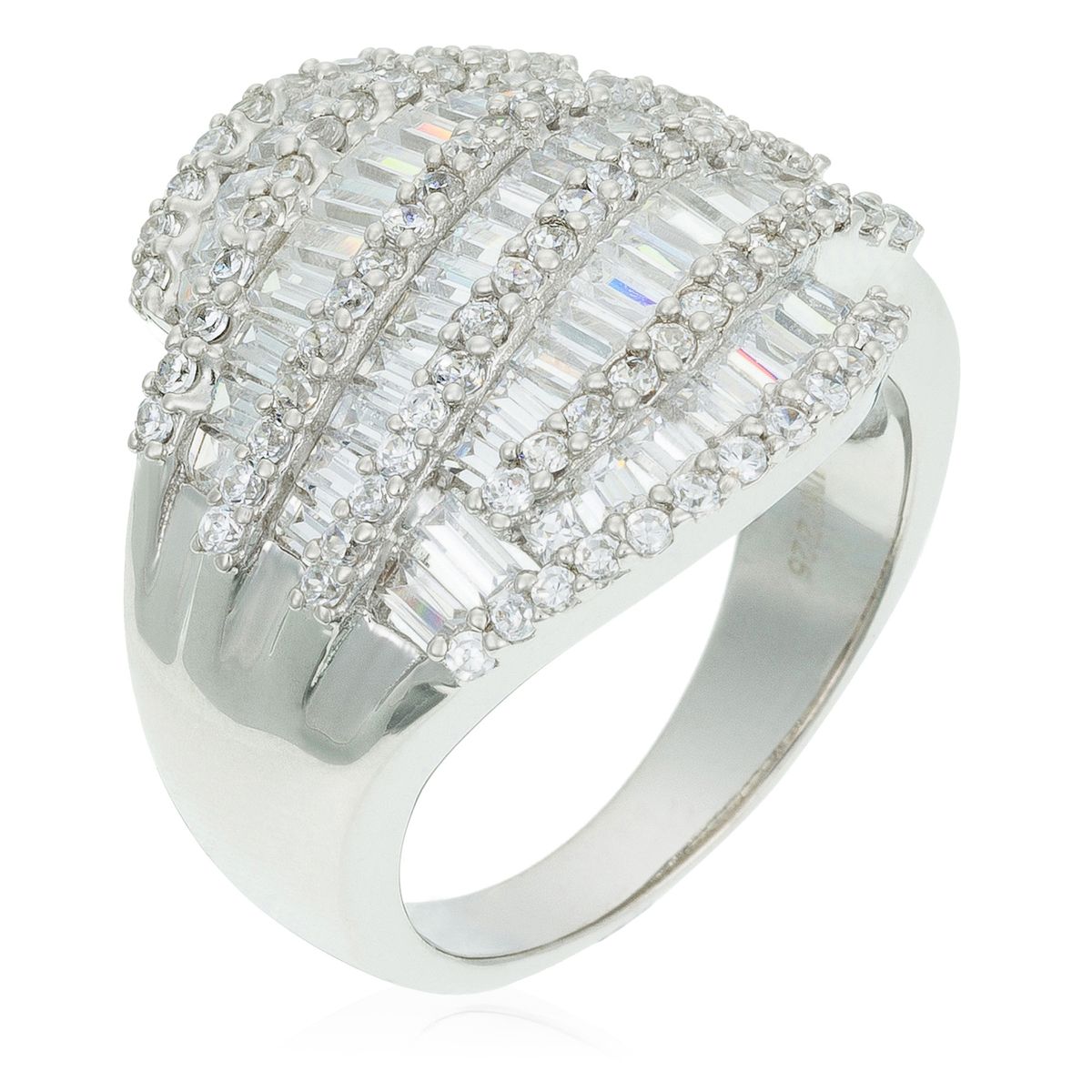 Eleganter mehrreihiger Baguette Statement-Ring