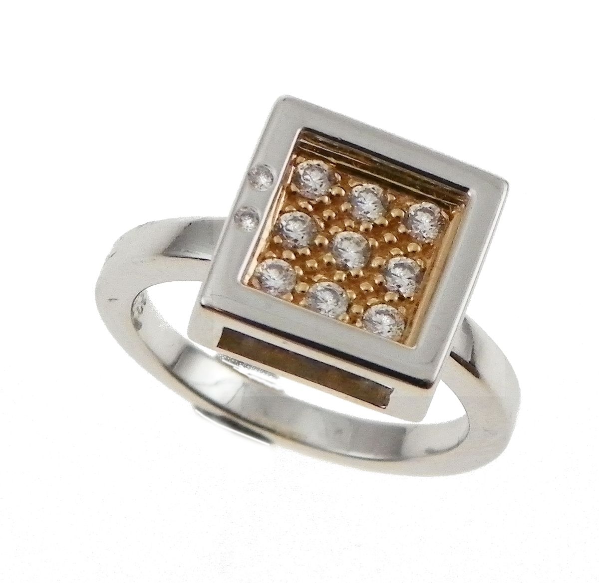 Geometrischer zweifarbiger Pavé-Ring