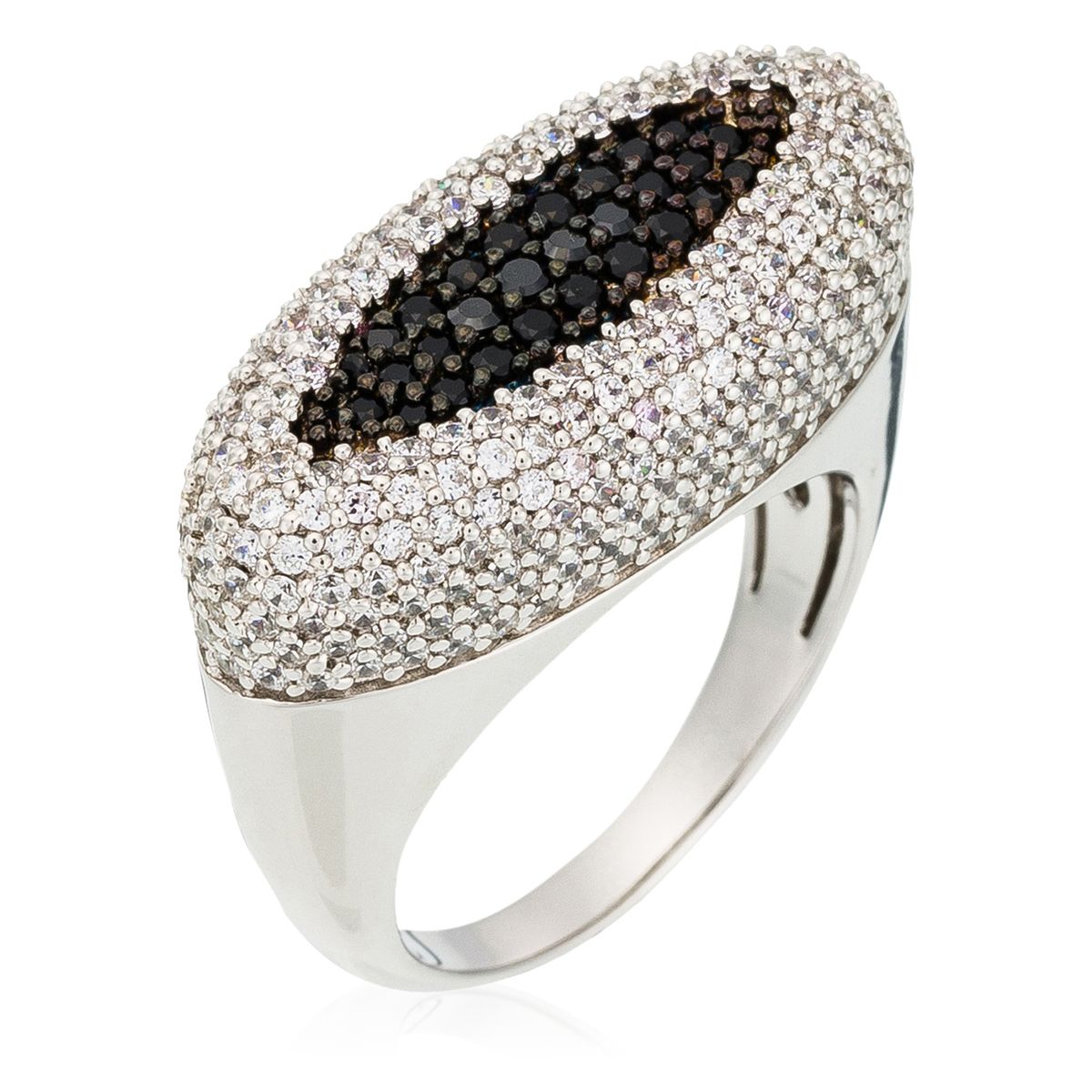 Zweifarbiger Statement-Ring mit Pavé-Besatz