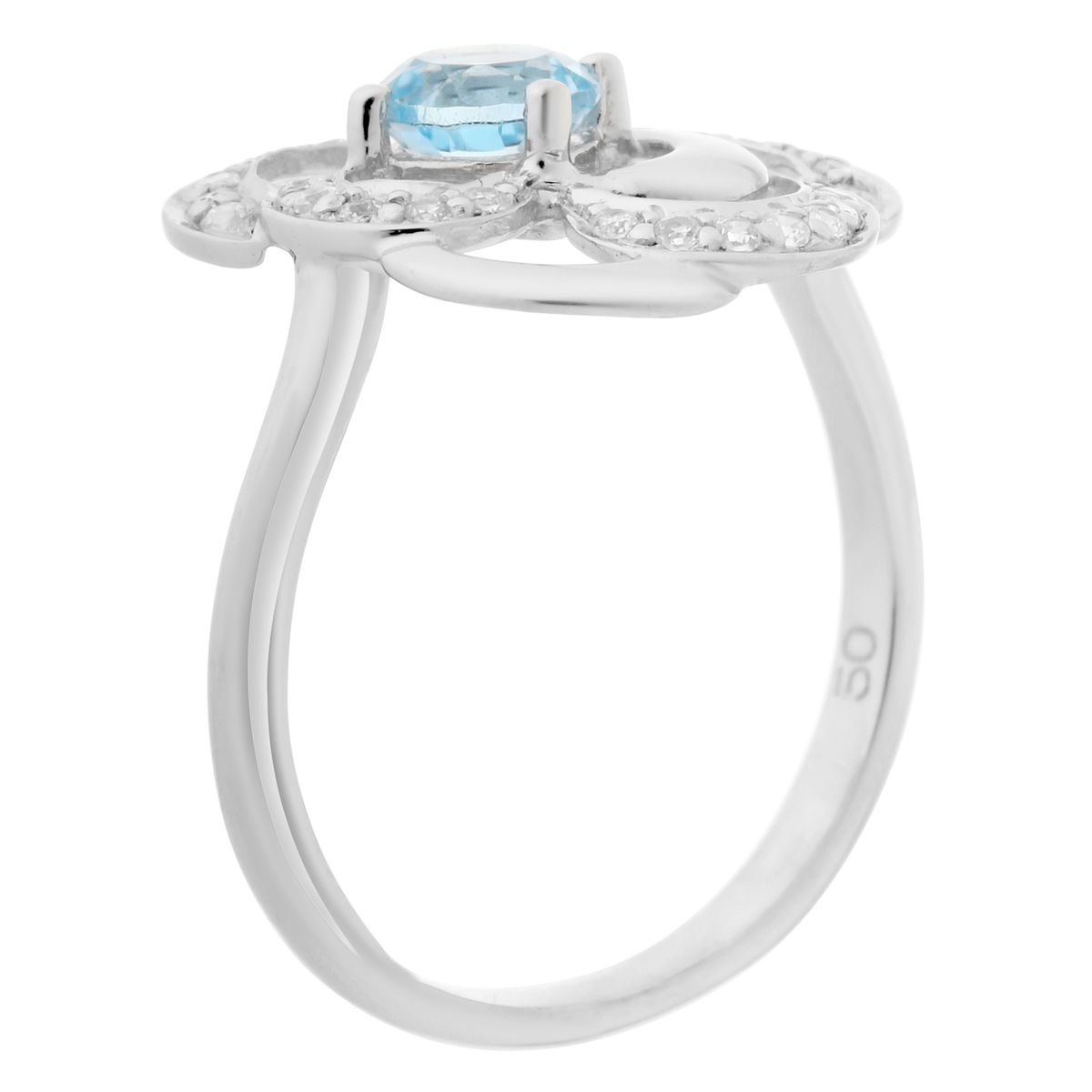 Floraler Silberring mit Edelstein