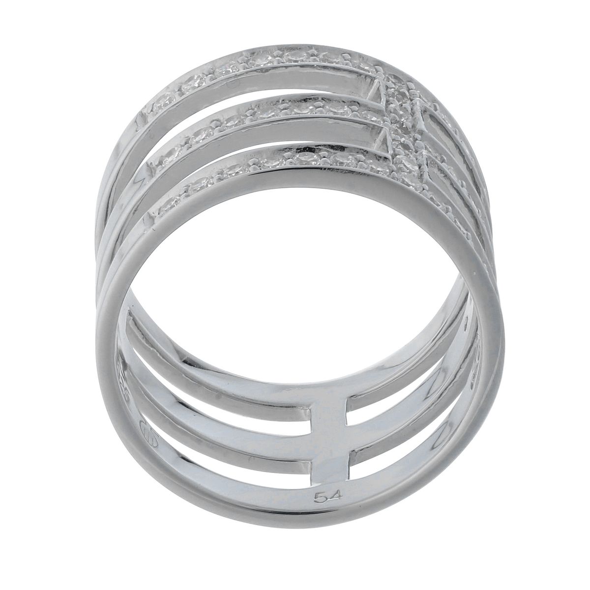 Dreireihiger Pavé-Statement-Ring