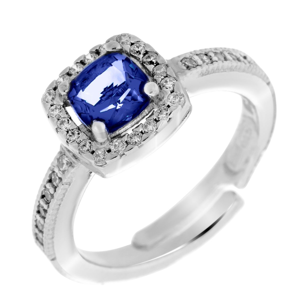 Ring mit blauem Kissen-Schliff
