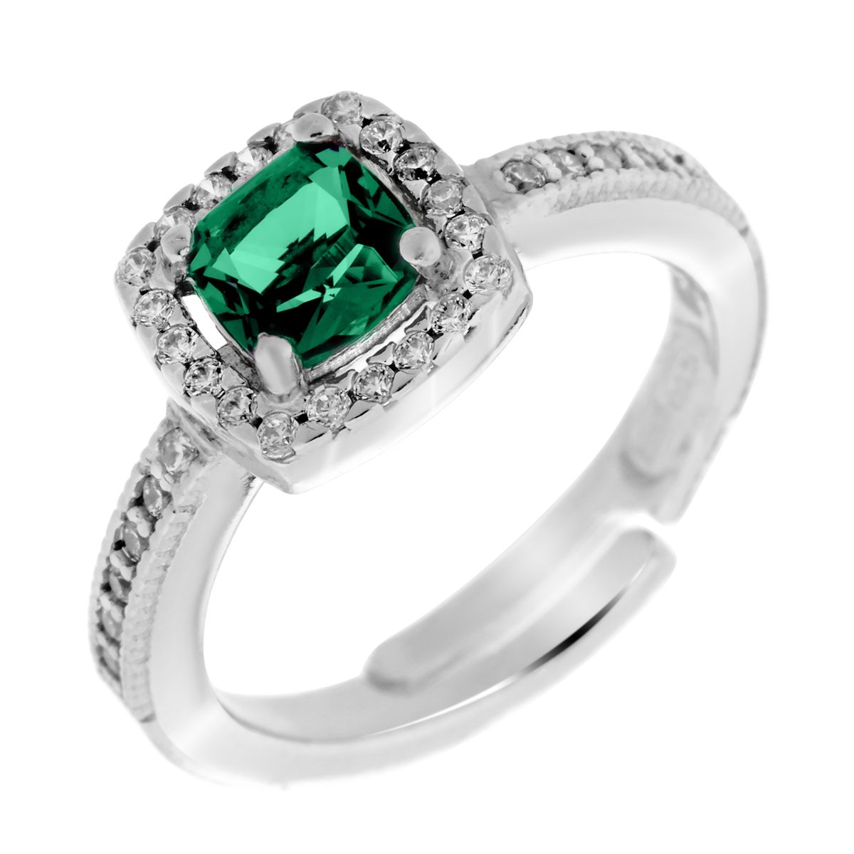 Eleganter Halo-Ring mit Kissen-Schliff