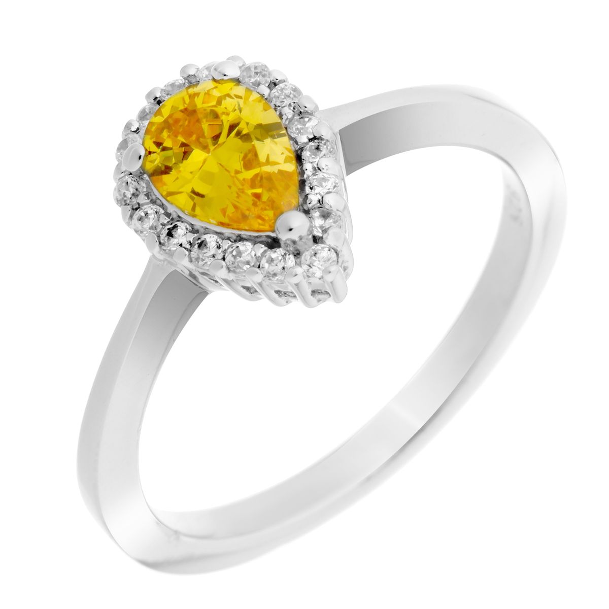 Halo-Ring mit Tropfenschliff-Stein