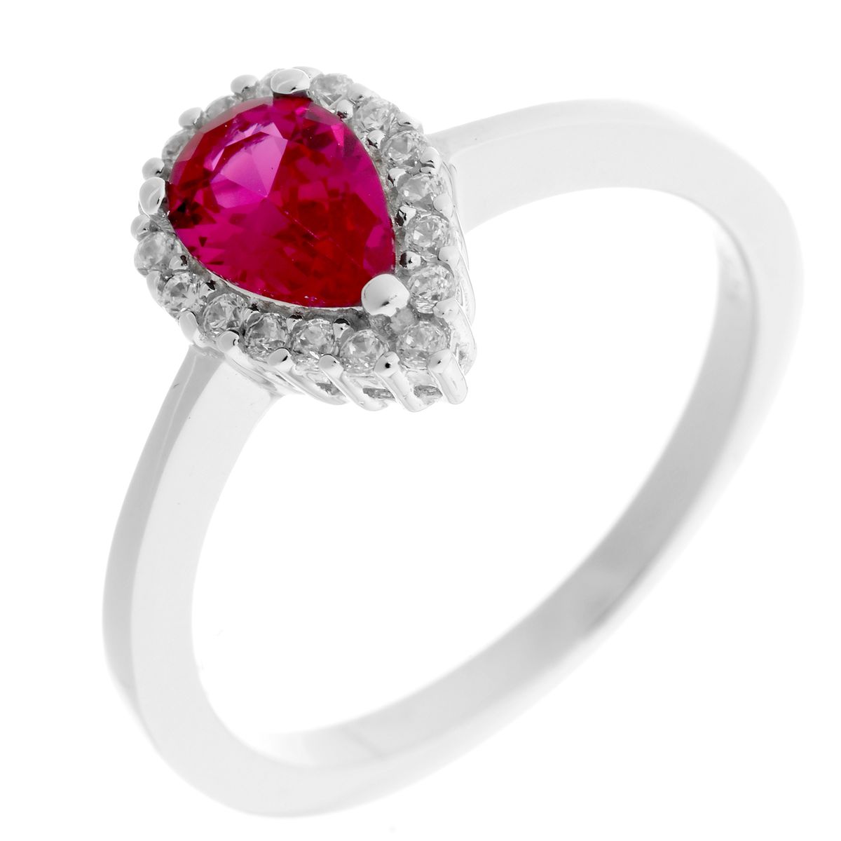 Tropfenschliff-Ring mit Rubin-Optik