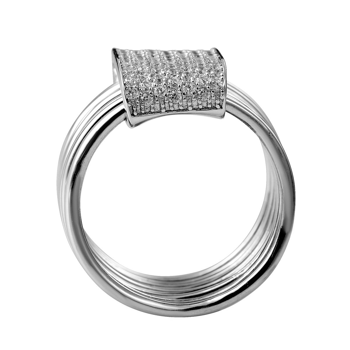Mehrreihiger Statement-Ring mit Pavé-Besatz