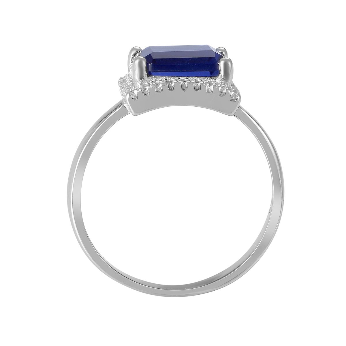 Eleganter Halo-Ring mit Smaragdschliff