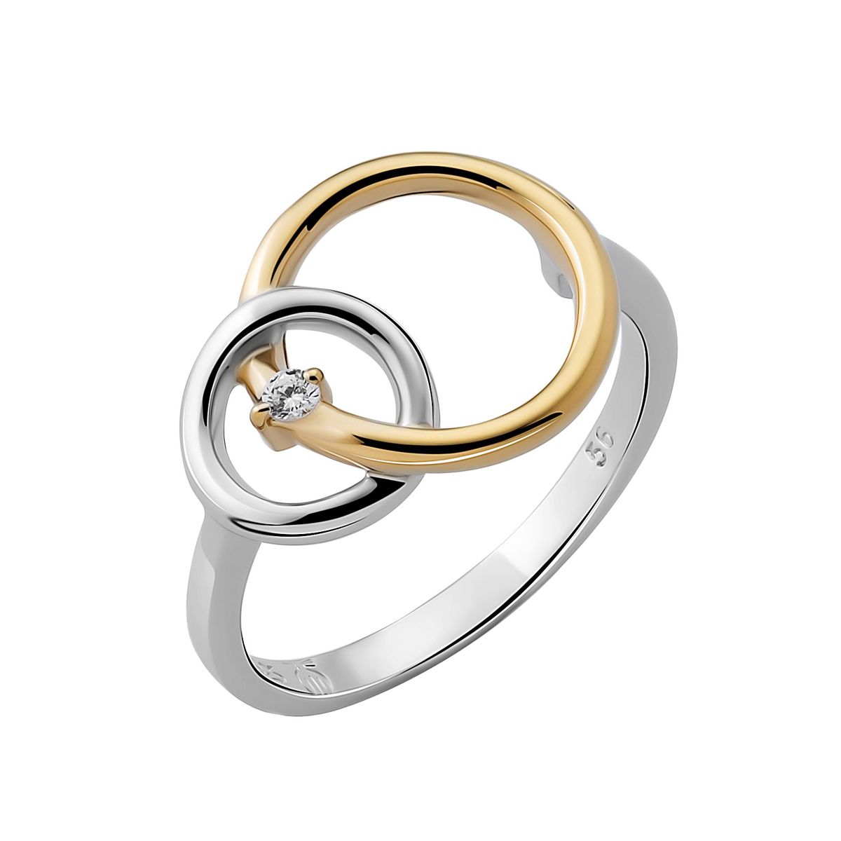 Zweifarbiger Ring mit verschlungenen Kreisen
