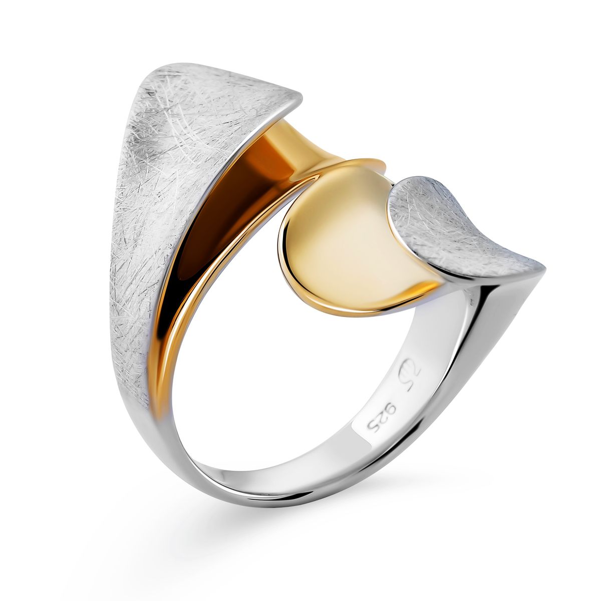 Skulpturaler Bicolor-Bypass-Ring