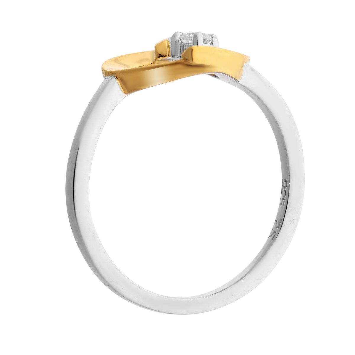 Bicolor Herzring mit Schmuckstein
