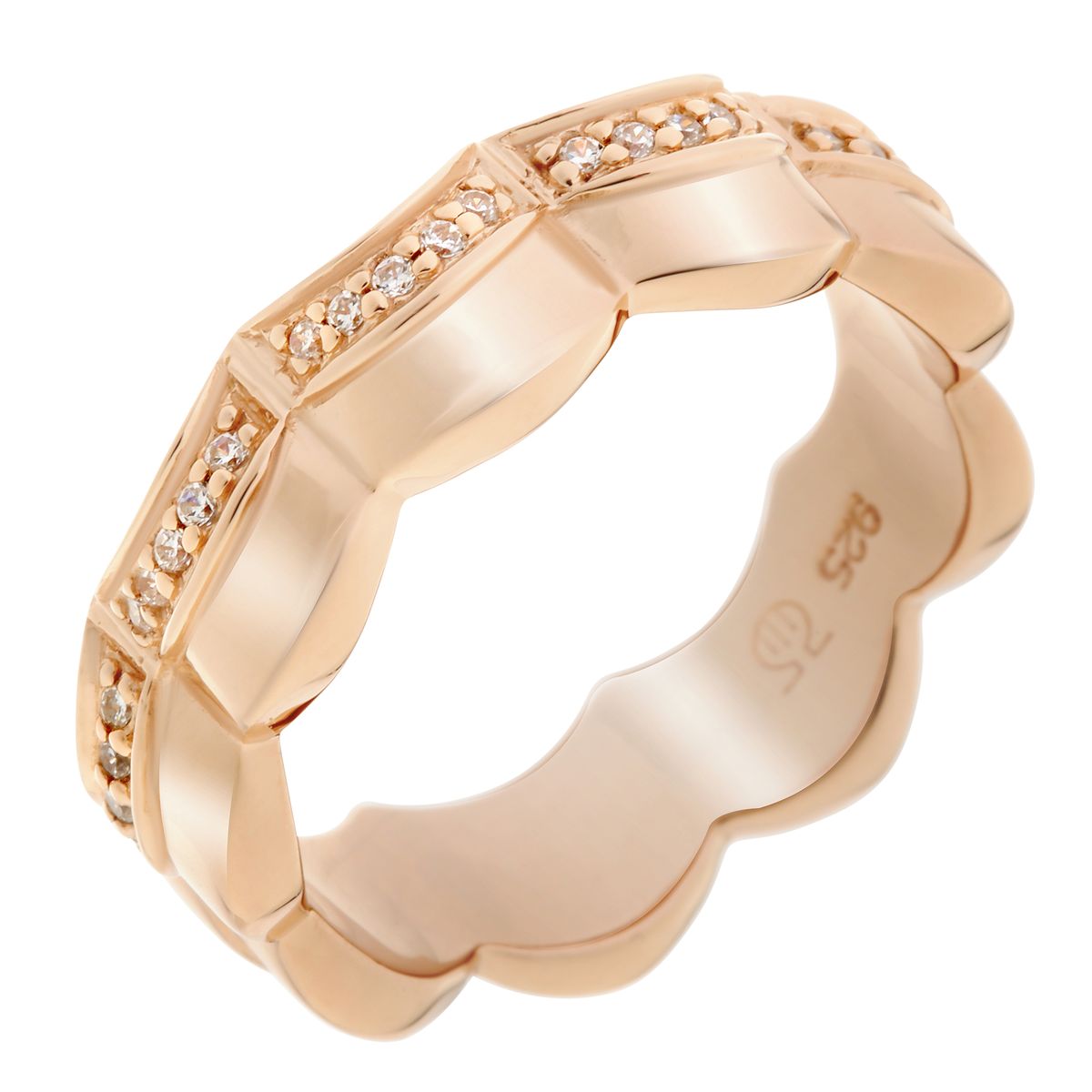 Wellenförmiger Pavé-Bandring