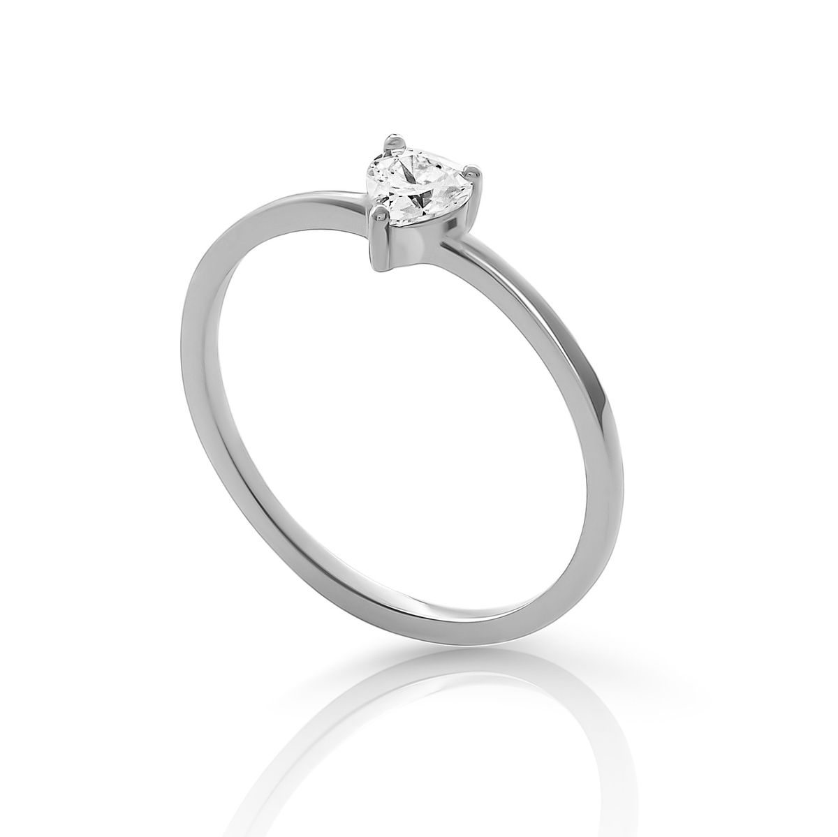 Herzförmiger Solitärring aus Silber