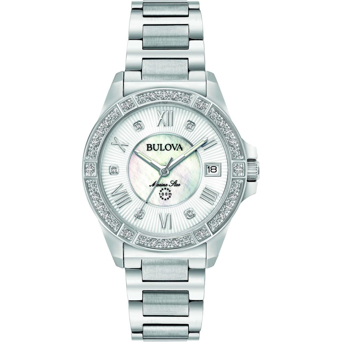 Bulova Marine Star Silber Damen Armbanduhr 96R232
