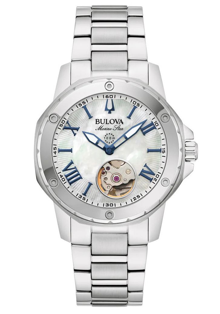 Bulova Marine Star Damen Silber Uhr 96L326