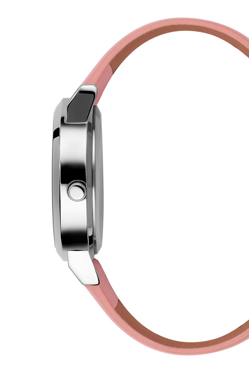 Armbanduhr mit Glitzerzifferblatt und Lederarmband