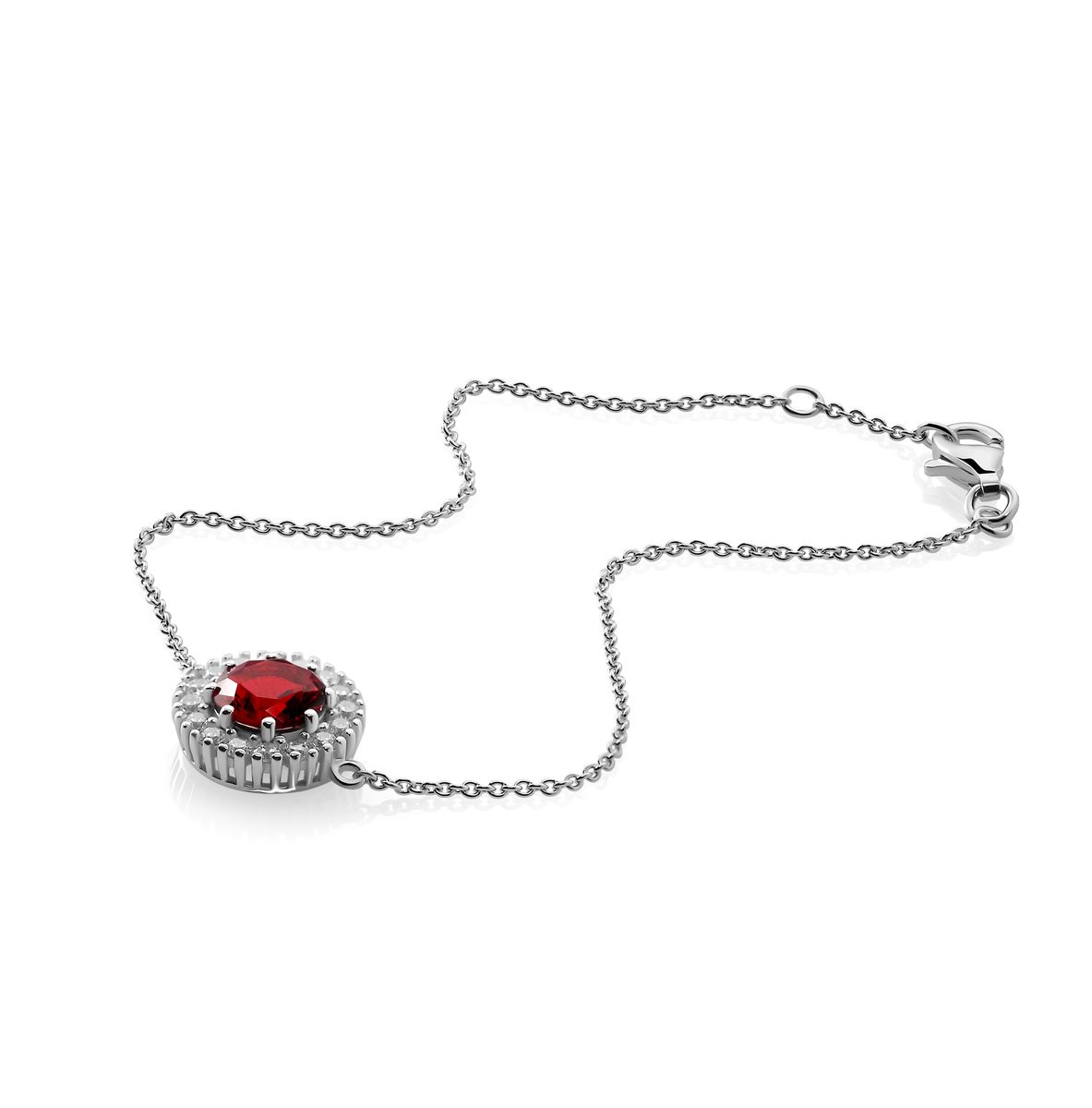 'Kaia' Rotes Halo-Kettenarmband