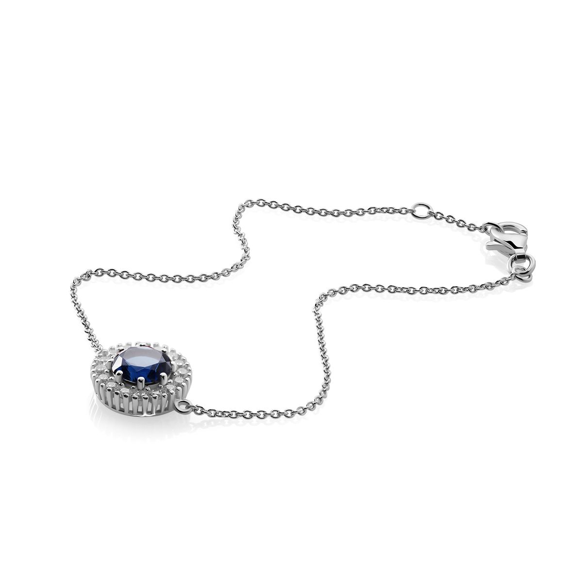 Elegantes Halo-Armband mit Saphir