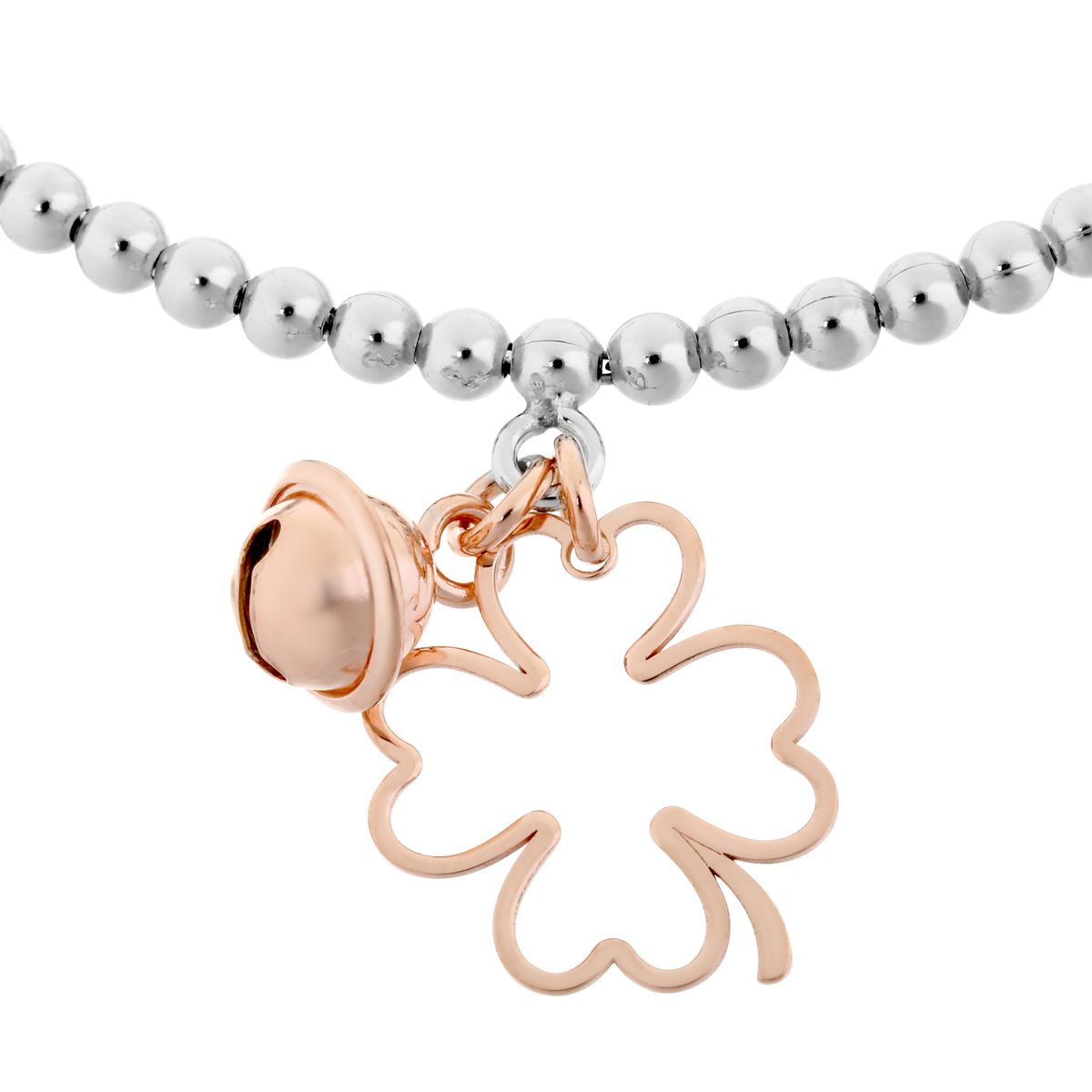 Armband mit Kleeblatt- und Glockenanhänger