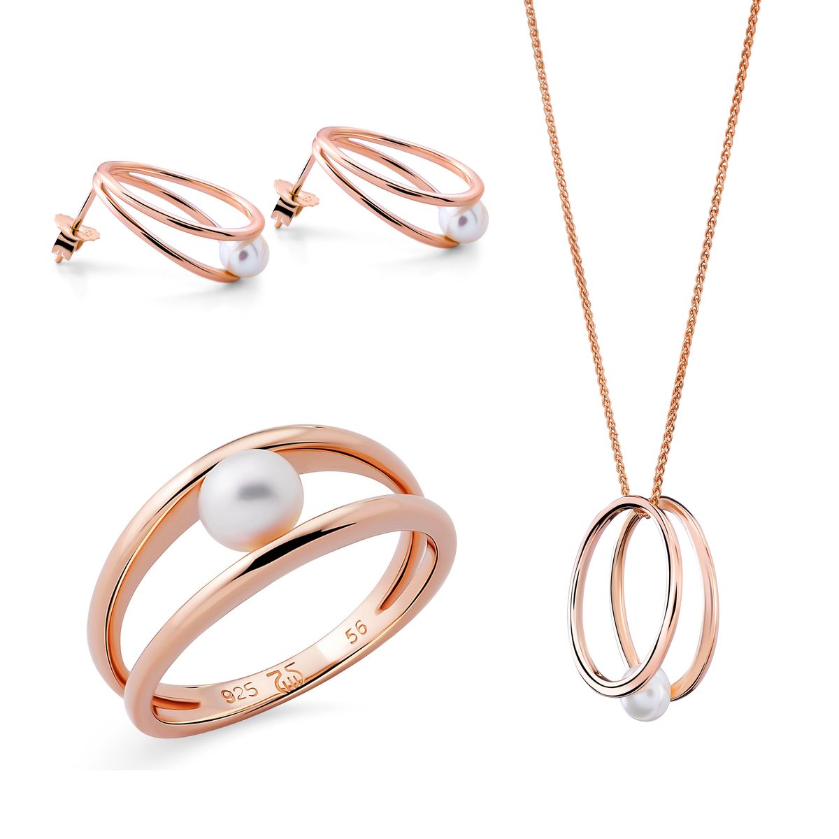 Halskette mit verschlungenen Ringen und Perle