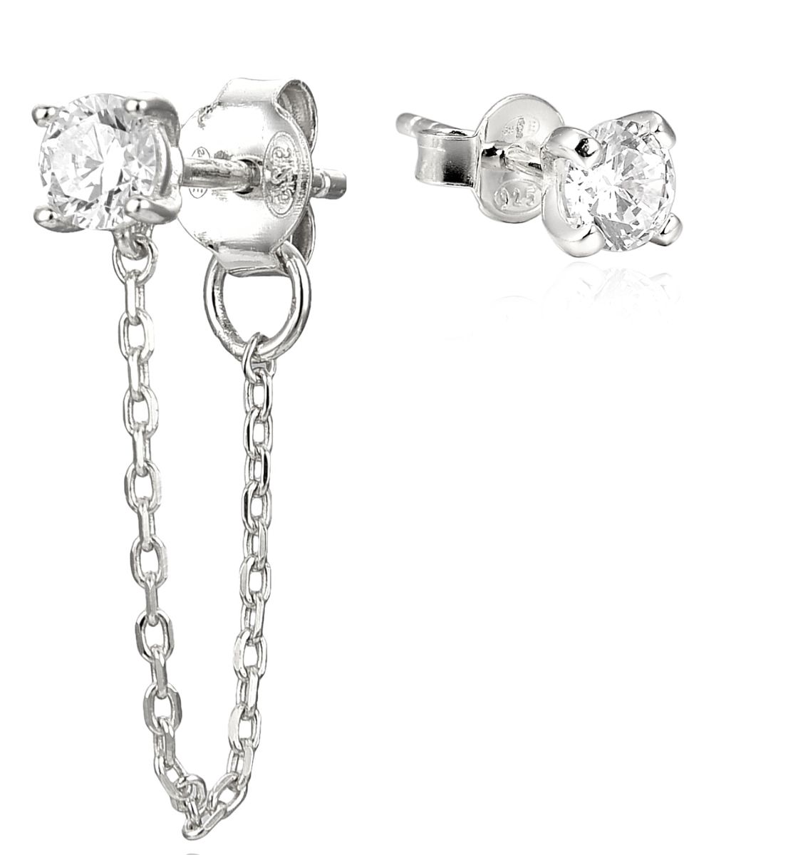 Gena.paris 'Stone' Damen Ohrstecker aus 925 Sterling Silber - Silber GBO1531-W
