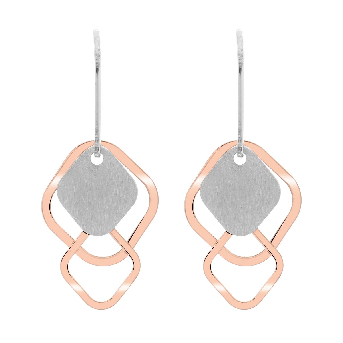 Orphelia 'Inez' Tropfenohrringe aus 925er Sterlingsilber für Damen - Silber/Rosé ZO-7391