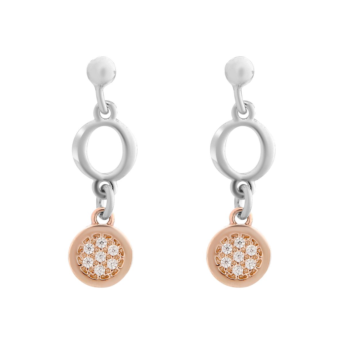 Orphelia 'Maite' Damen 925 Sterling Silber Tropfenohrringe - Silber/Rosé ZO-7376