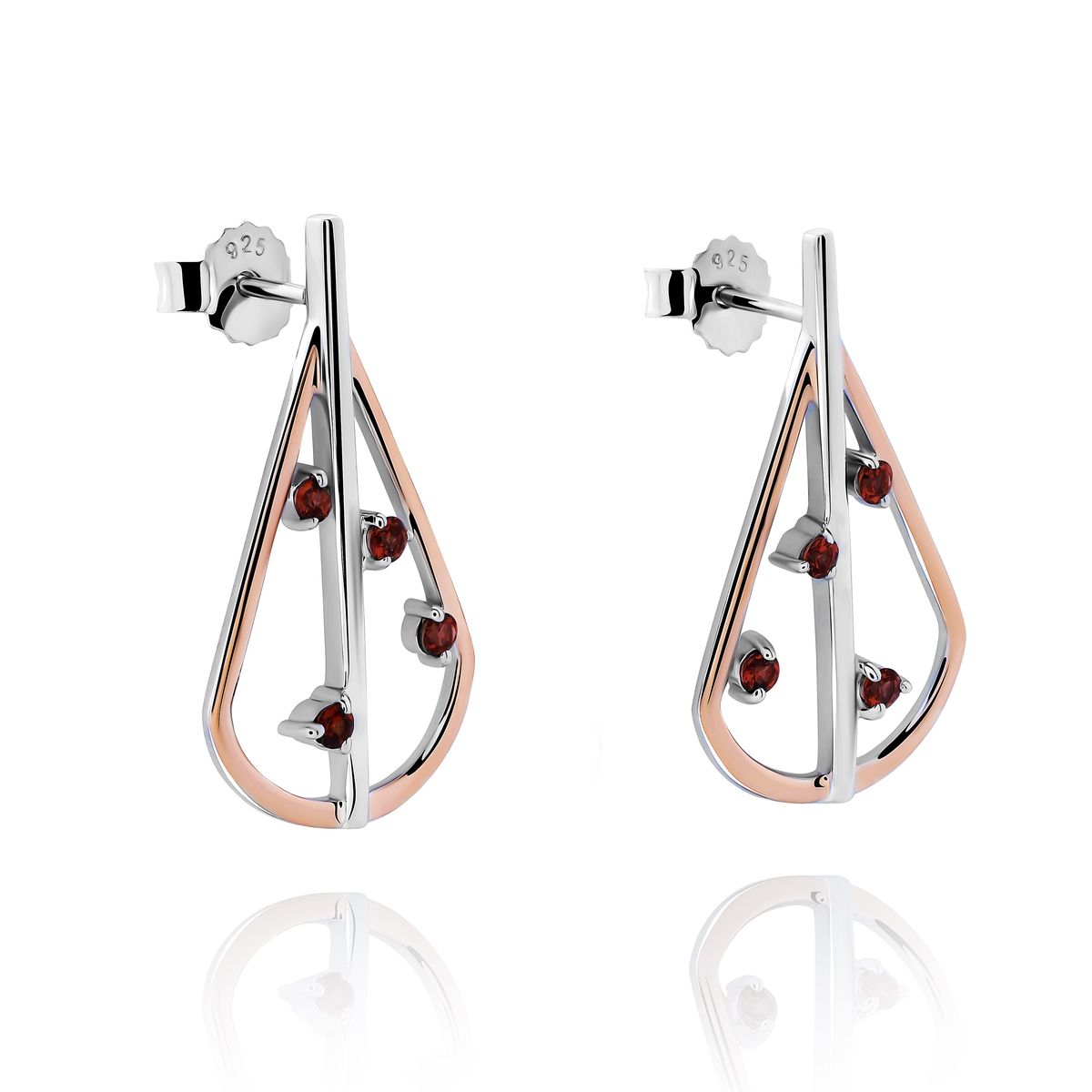 Orphelia 'Sacha' Damen 925 Sterlingsilber Tropfohrringe - Silber/Rose ZO-7496