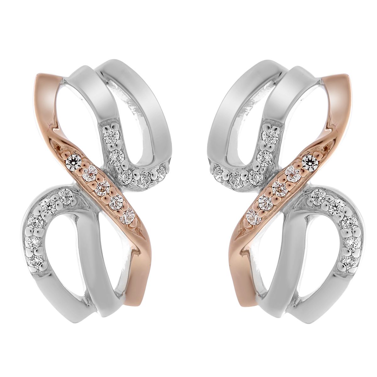 Orphelia 'Sally' Ohrstecker für Damen, 925er Sterlingsilber, Silber/Roségold ZO-7230