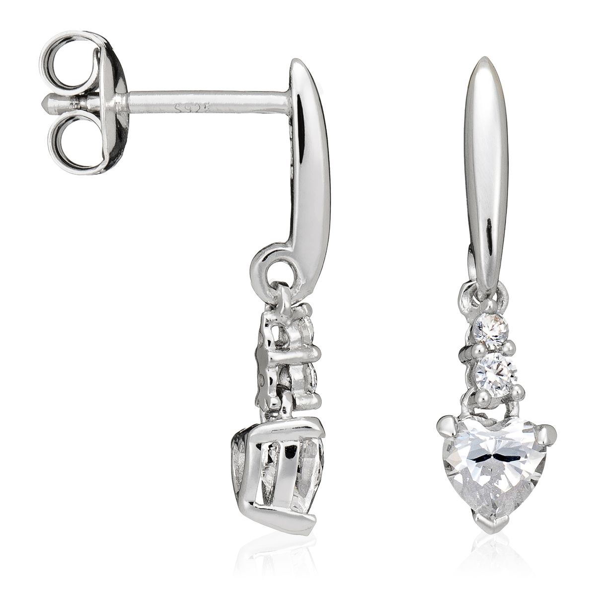 Herz-Ohrhänger aus Sterlingsilber