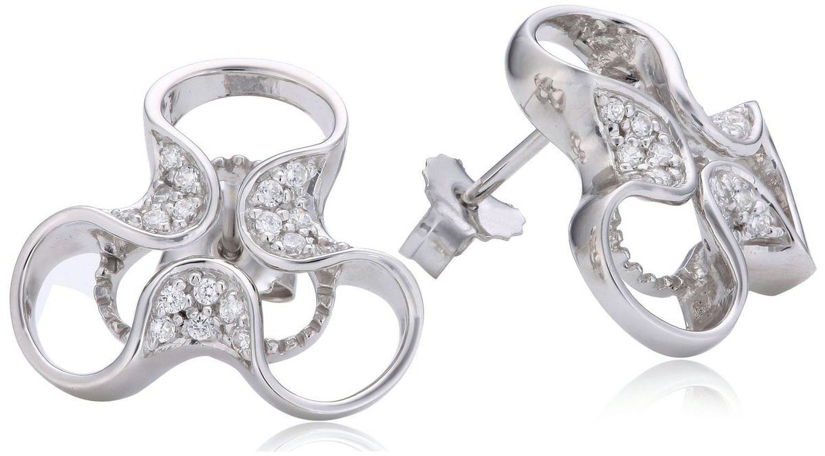 Elegante gewellte Trifoil-Ohrstecker