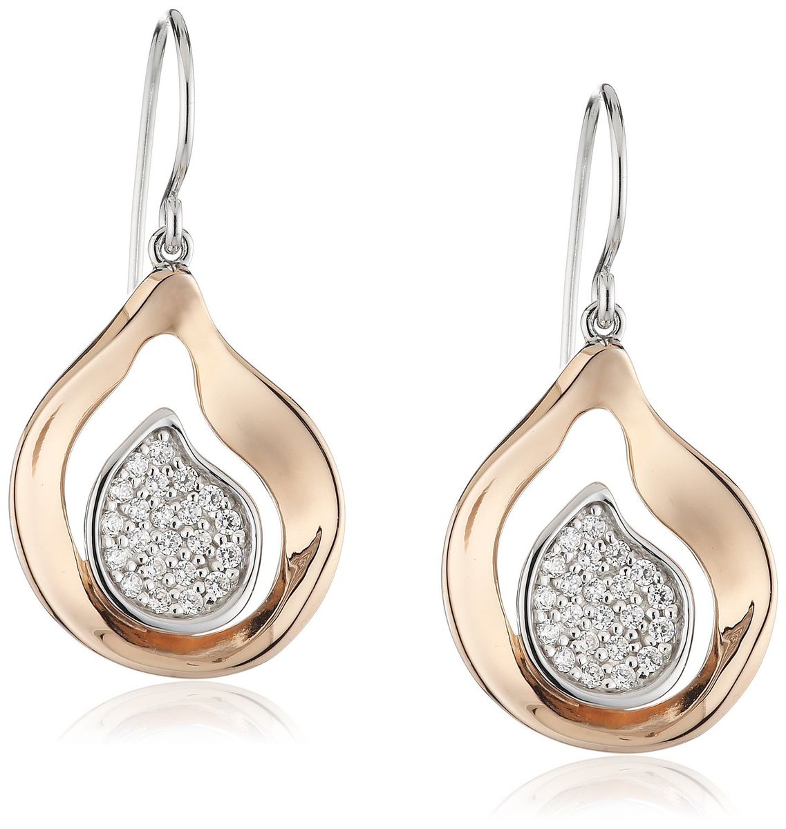 Orphelia Tropfenohrringe für Damen, 925er Sterlingsilber, Silber/Roségold ZO-5194