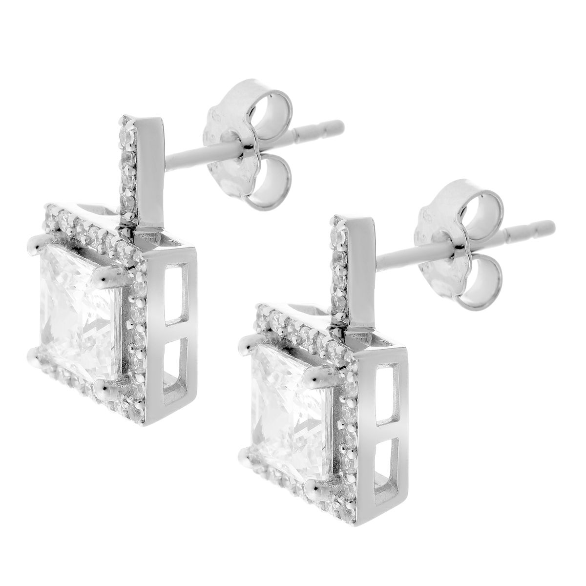 Elegante quadratische Halo-Ohrstecker