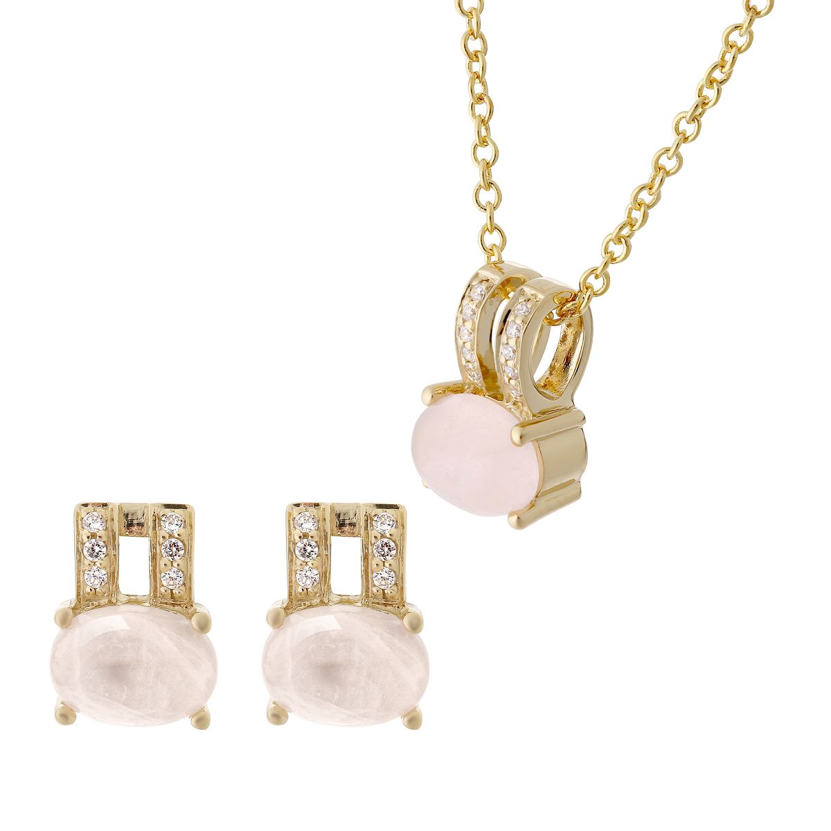 Orphelia 'Alena' Damen 925 Sterling Silber Set: Kettenanhänger + Ohrringe - Gold SET-7122/G