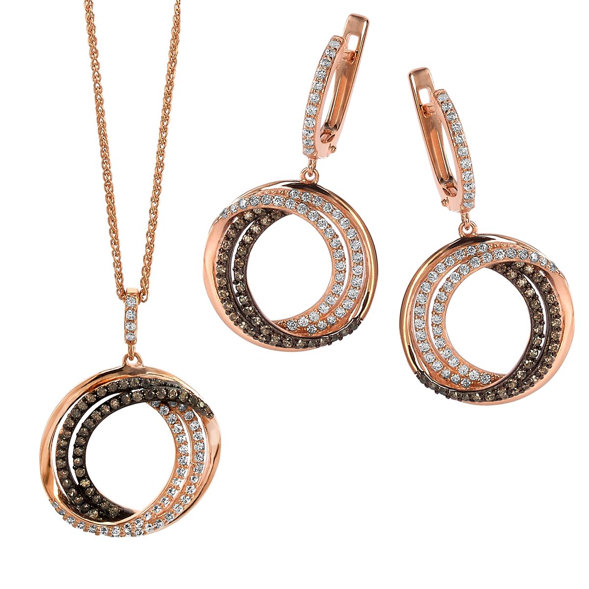 Orphelia 'Alina' Damen-Set aus 925er Sterlingsilber: Kettenanhänger + Ohrringe - Rosé SET-7055