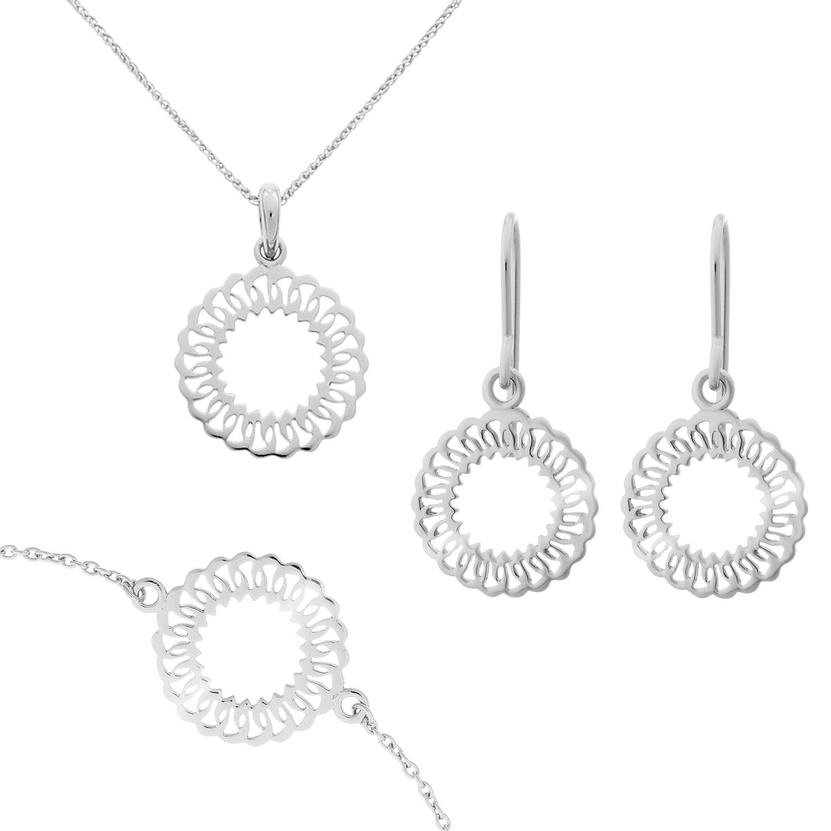 Orphelia 'Amada' Damen-Set aus 925er Sterlingsilber: Armband + Ohrringe + Halskette – Silber SET-7075